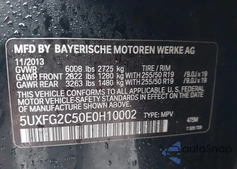 2014 BMW X6 xDrive35I z USA, uszkodzony, nr VIN 5UXFG2C50E0H10002